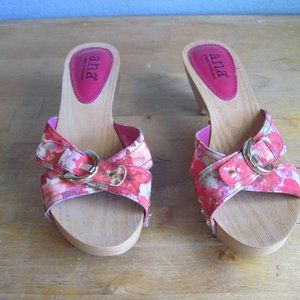 a.n.a. Slide Sandal Heels Pink Floral 6.5 Buckle